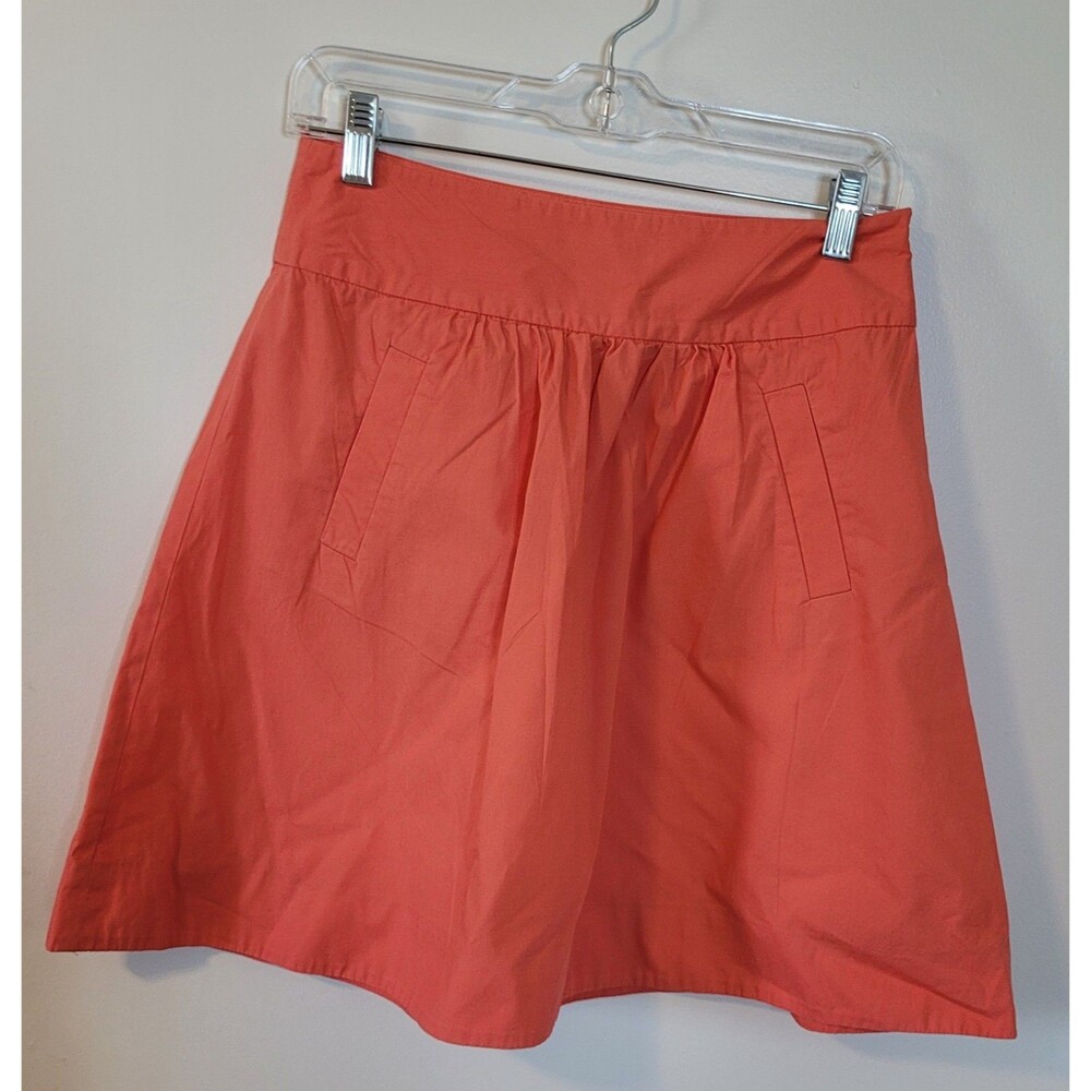J Crew Peach Flutter Pocket Skirt Cotton Sz 0